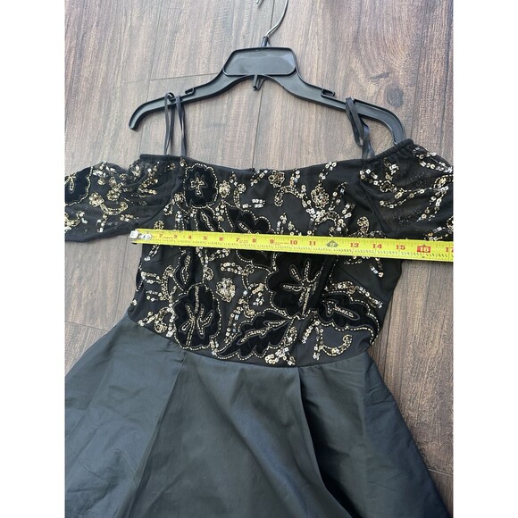 Adrianna Papell Women's Petite Beaded Taffeta-Skirt Gown Maxi Dress Black 6P - Picture 13 of 16